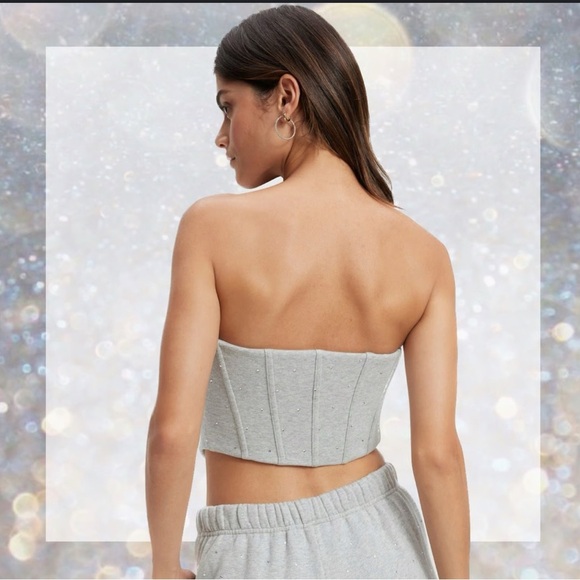 Good American Diamond Fleece Corset Top in Grey - Picture 7 of 7